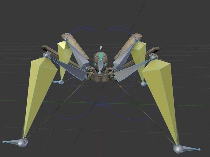 Rigged and Animated Gun Robot Low-poly 3D model_26