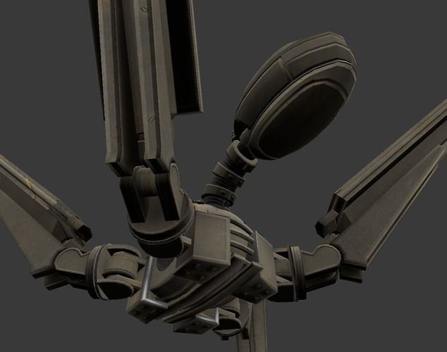 Rigged and Animated Gun Robot Low-poly 3D model_16