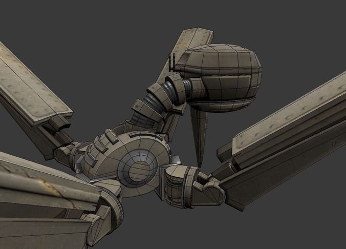 Rigged and Animated Gun Robot Low-poly 3D model_18
