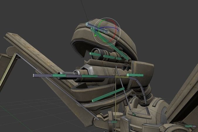 Rigged and Animated Gun Robot Low-poly 3D model_10
