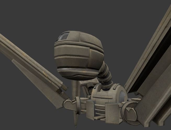 Rigged and Animated Gun Robot Low-poly 3D model_15