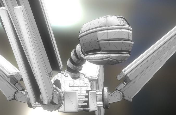 Rigged and Animated Gun Robot Low-poly 3D model_7