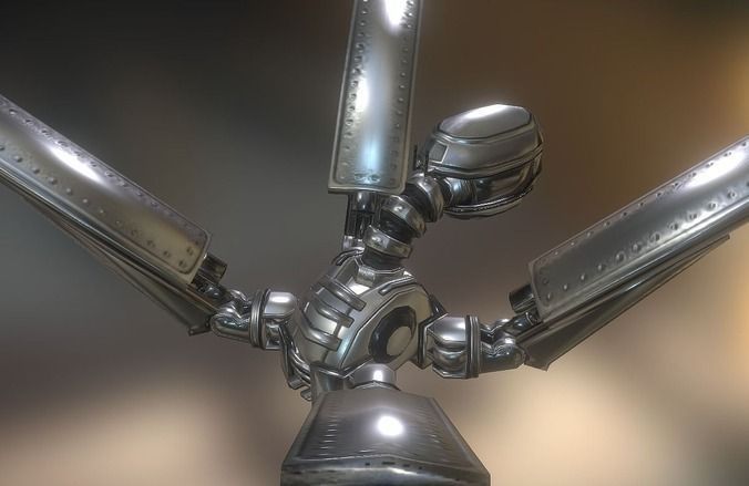 Rigged and Animated Gun Robot Low-poly 3D model_9