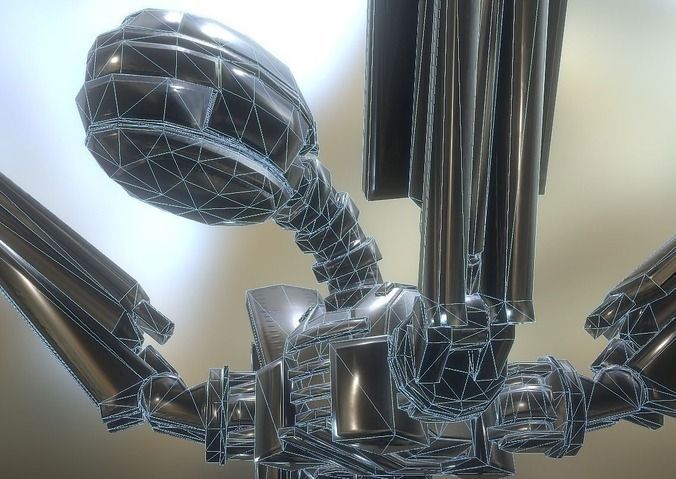 Rigged and Animated Gun Robot Low-poly 3D model_25