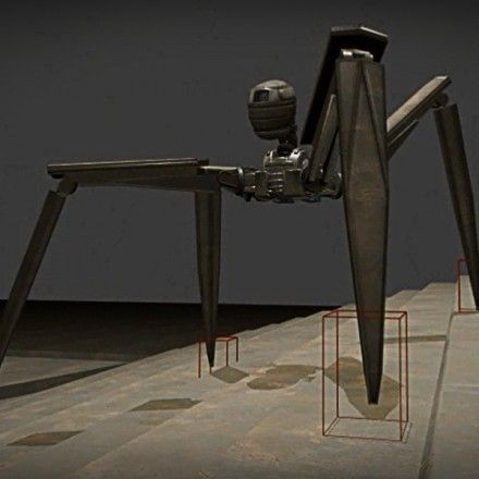 Rigged and Animated Gun Robot Low-poly 3D model_11