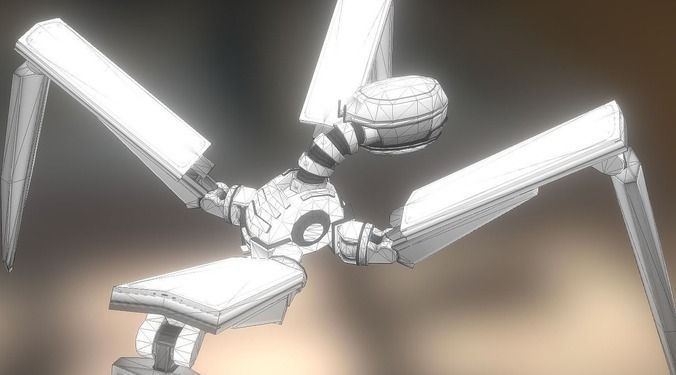 Rigged and Animated Gun Robot Low-poly 3D model_13