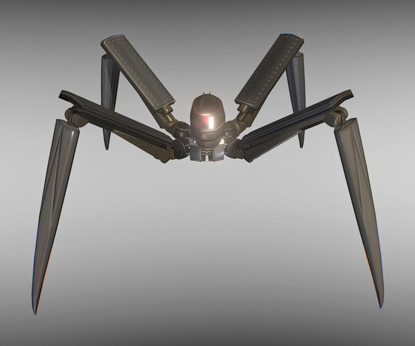 Rigged and Animated Gun Robot Low-poly 3D model
