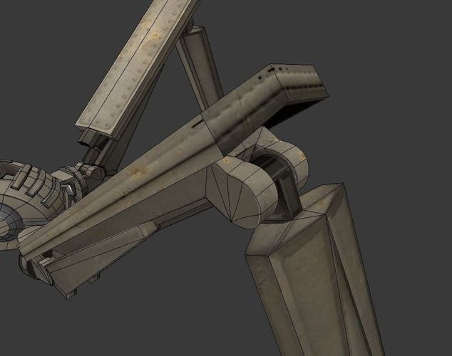 Rigged and Animated Gun Robot Low-poly 3D model_17