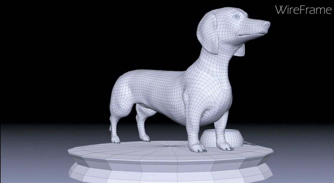 Detailed Dachshund Dog Low-poly 3D model_10