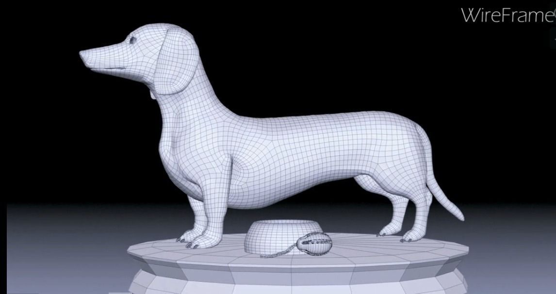 Detailed Dachshund Dog Low-poly 3D model_7