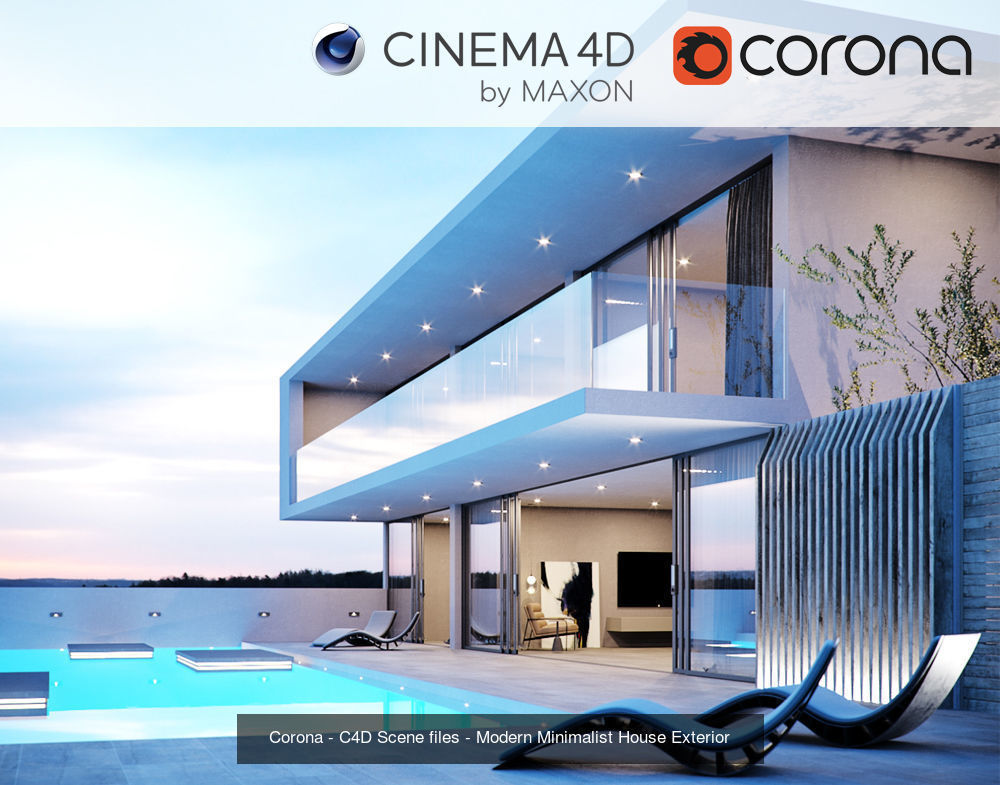 Set 9 - Corona C4D - 4 x Exterior Scenes 3D Model Collection _12