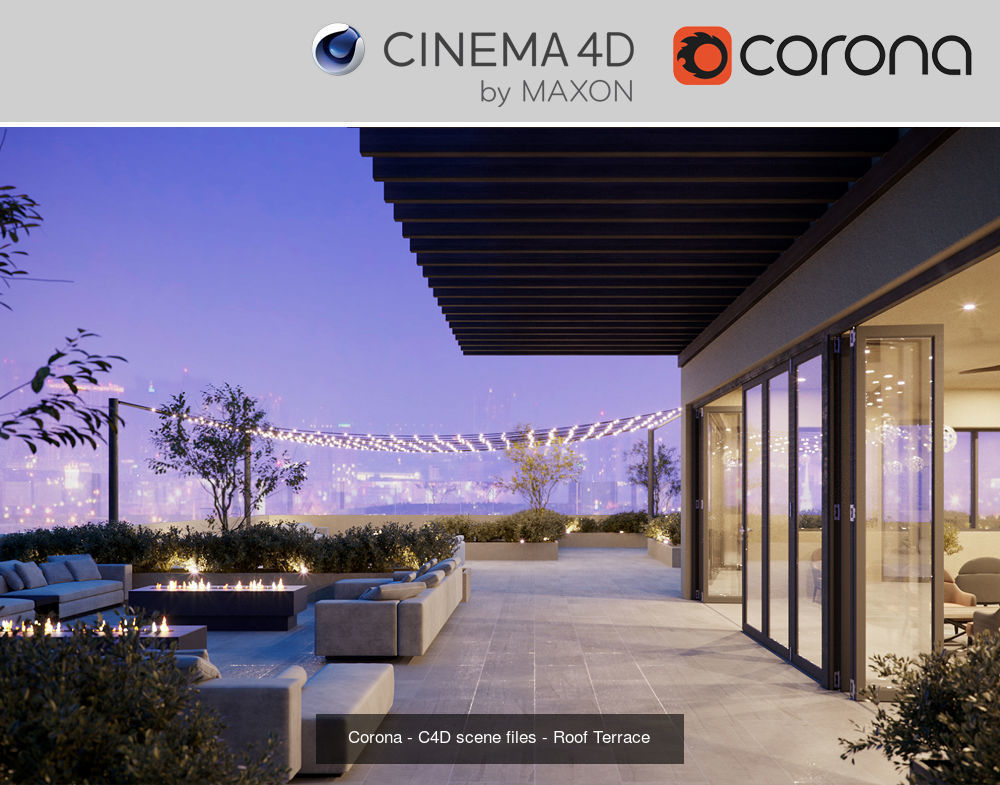 Set 9 - Corona C4D - 4 x Exterior Scenes 3D Model Collection _1