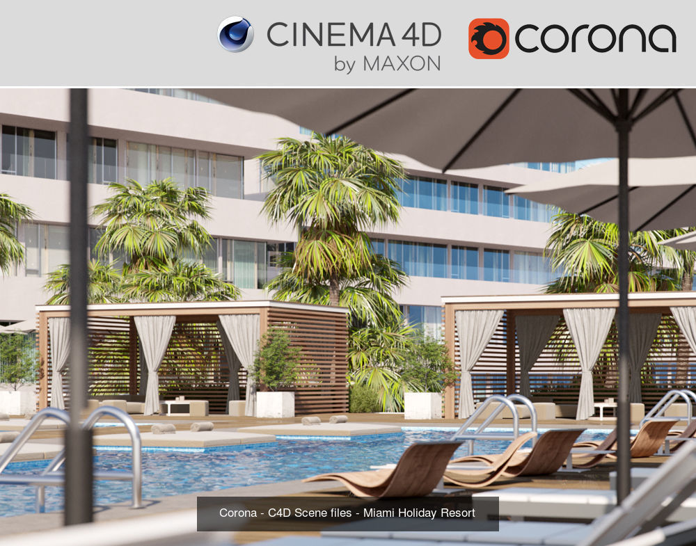 Set 9 - Corona C4D - 4 x Exterior Scenes 3D Model Collection _17