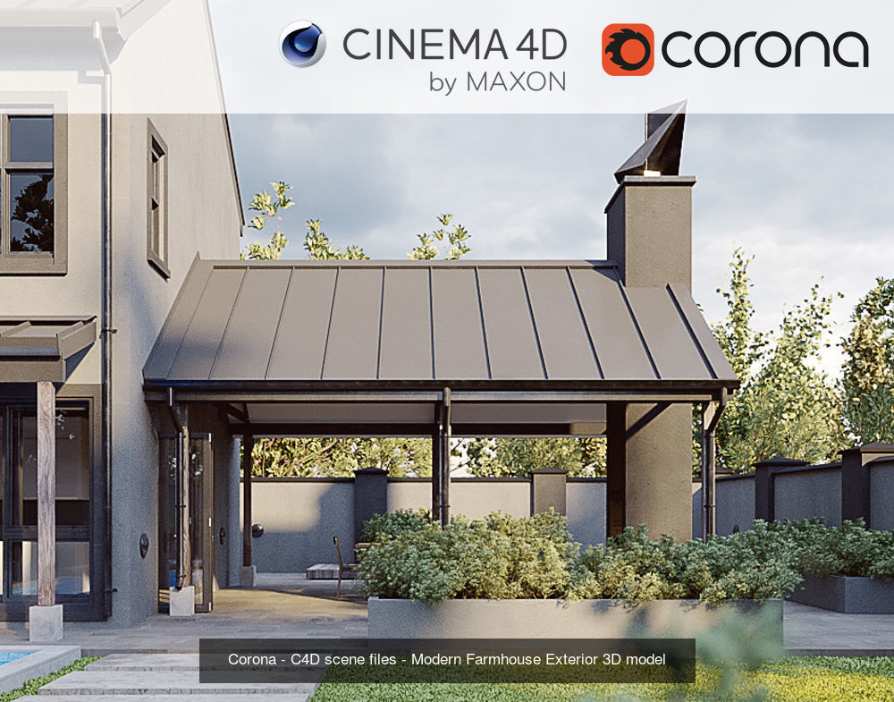 Set 9 - Corona C4D - 4 x Exterior Scenes 3D Model Collection _6