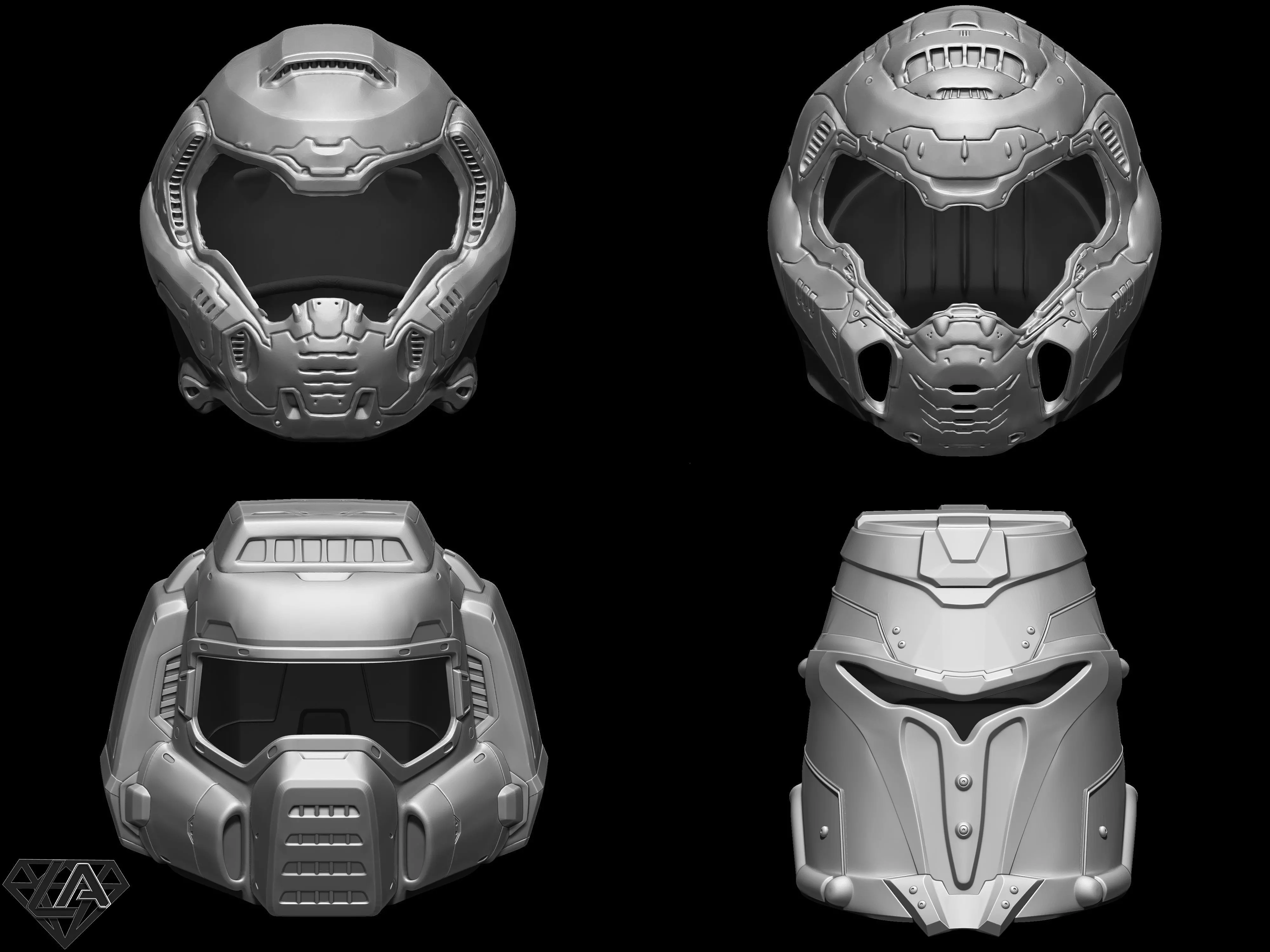 Doom helmets set 3D print model_0