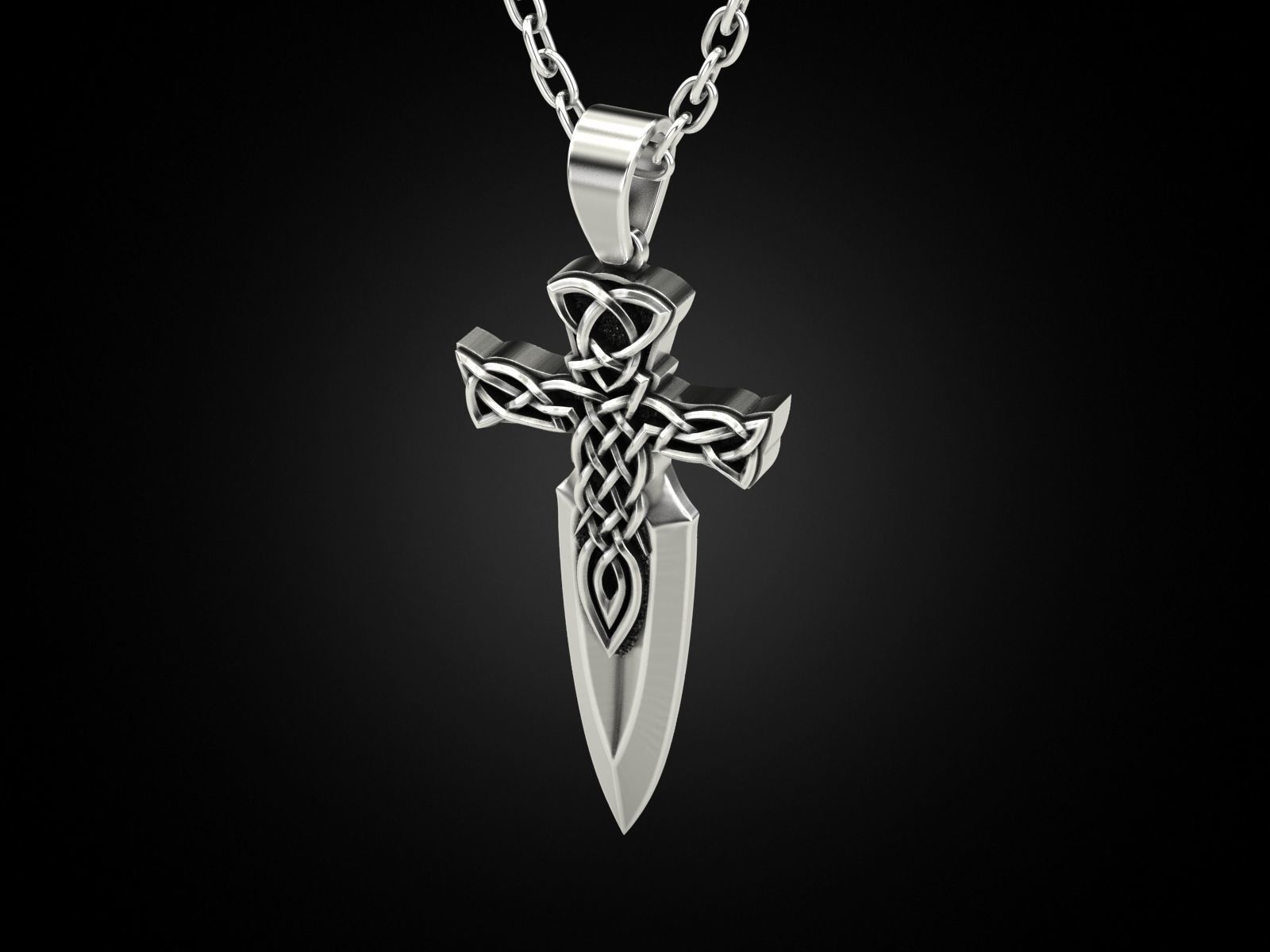Celtic cross sword 3D print model_6