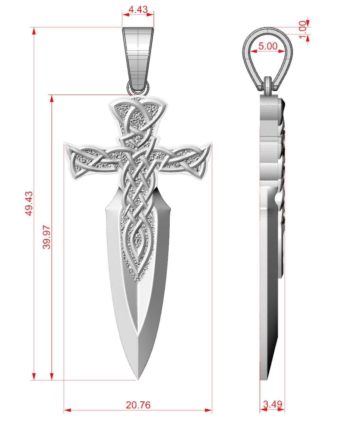 Celtic cross sword 3D print model_9