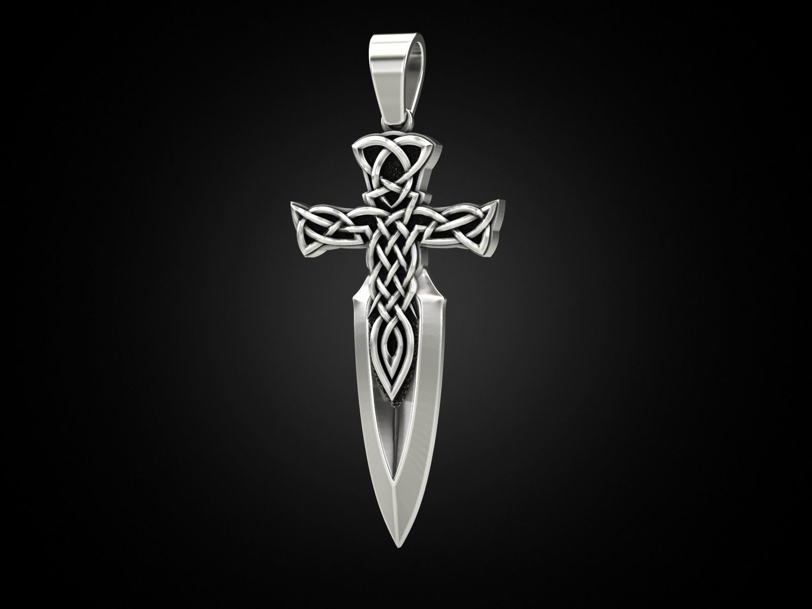 Celtic cross sword 3D print model_3