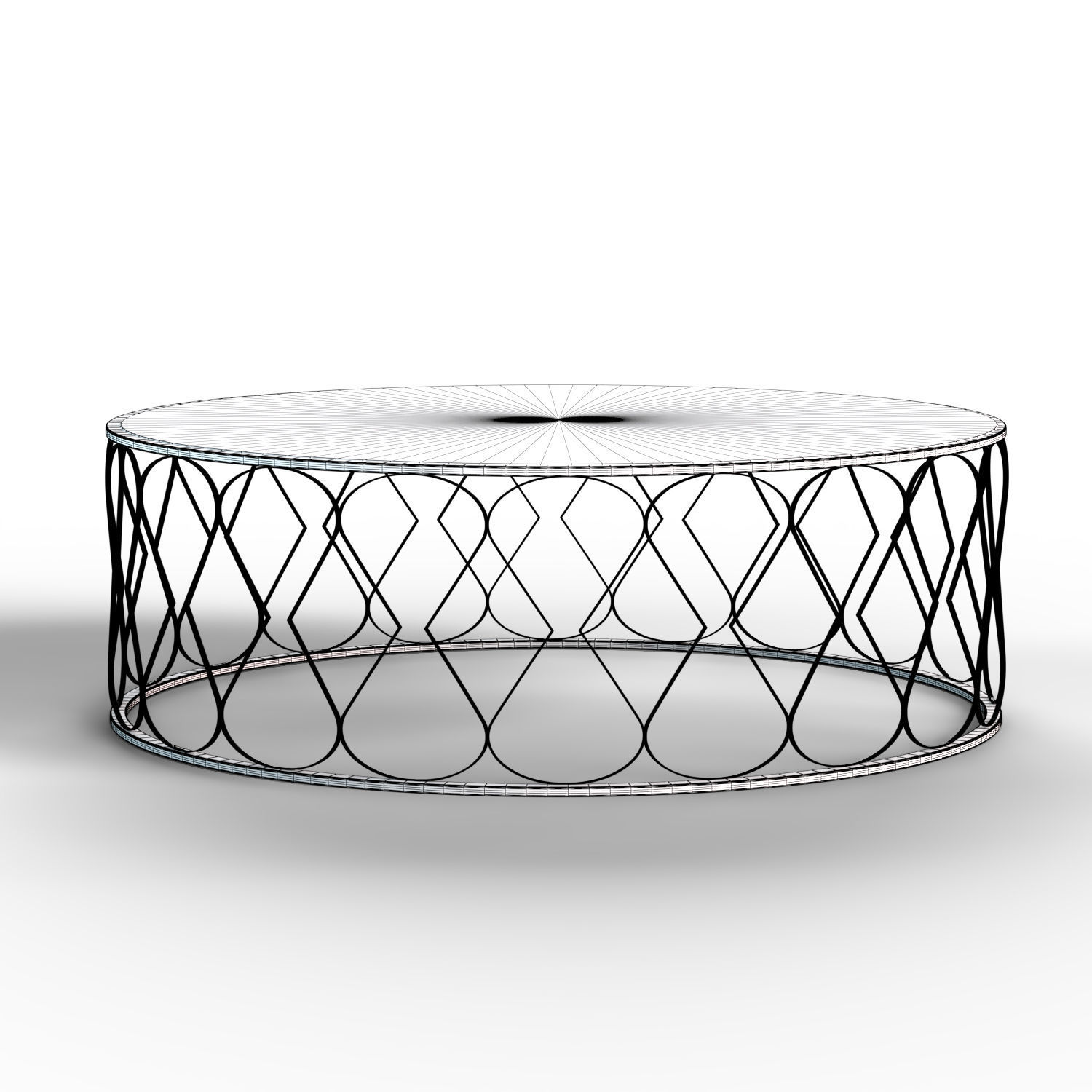 Table02gold round coffee table with metal frame and marble top 3D model_2