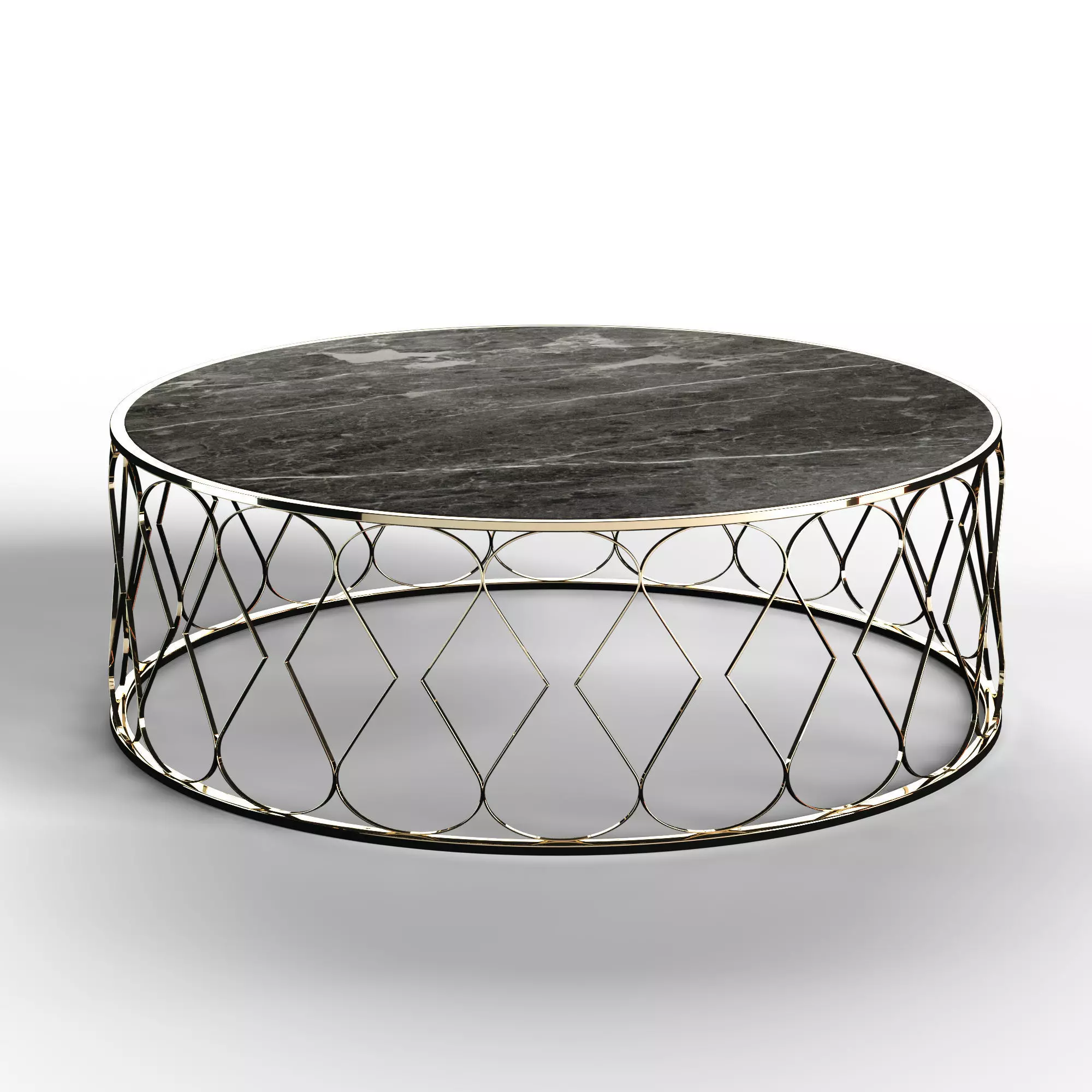 Table02gold round coffee table with metal frame and marble top 3D model_0