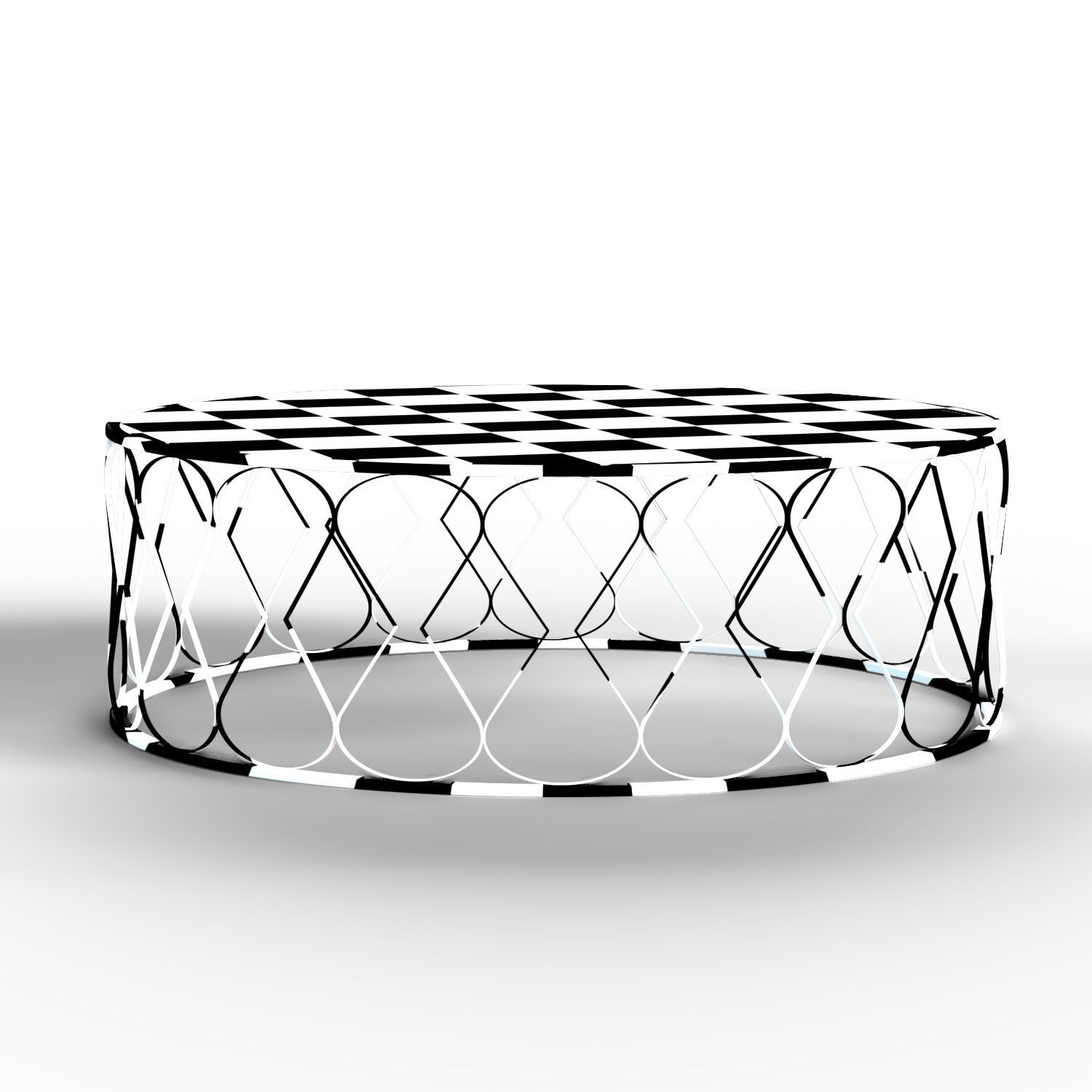 Table02gold round coffee table with metal frame and marble top 3D model_3