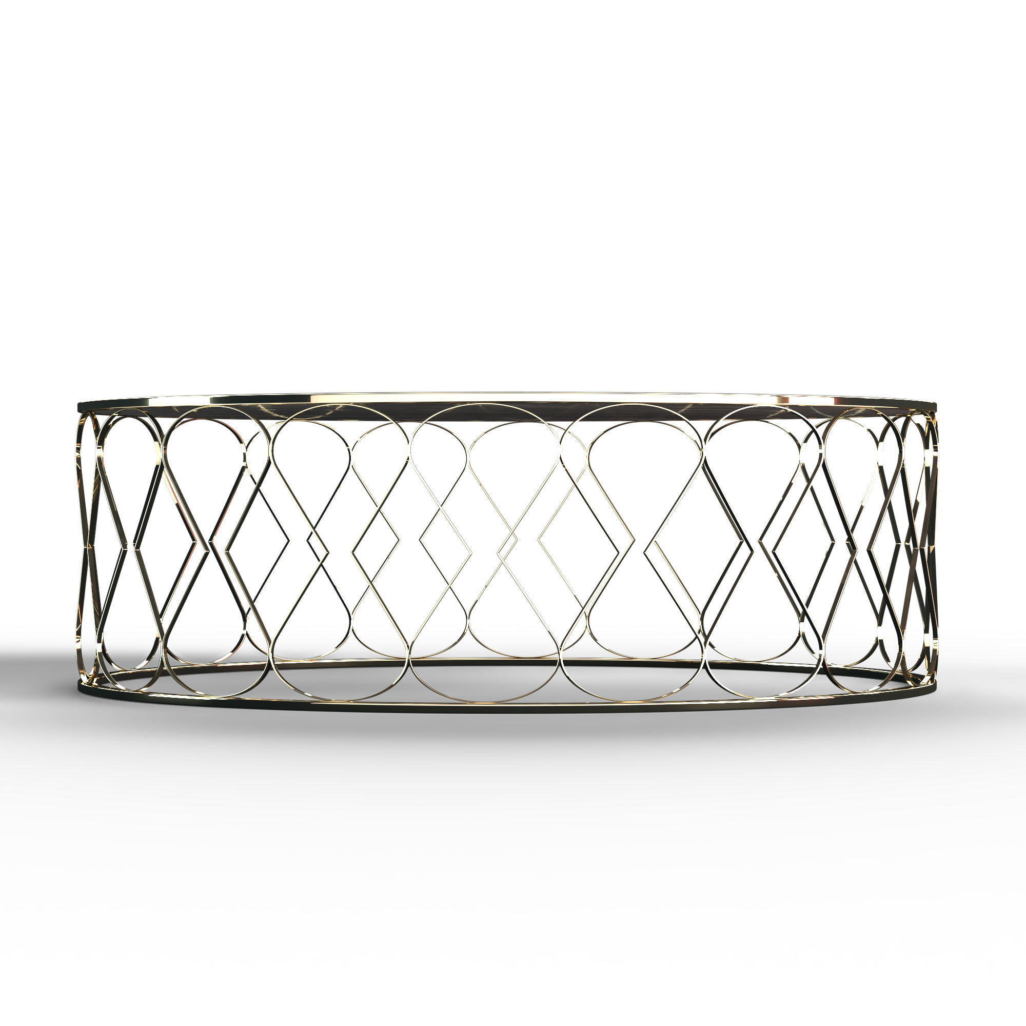 Table02gold round coffee table with metal frame and marble top 3D model_1