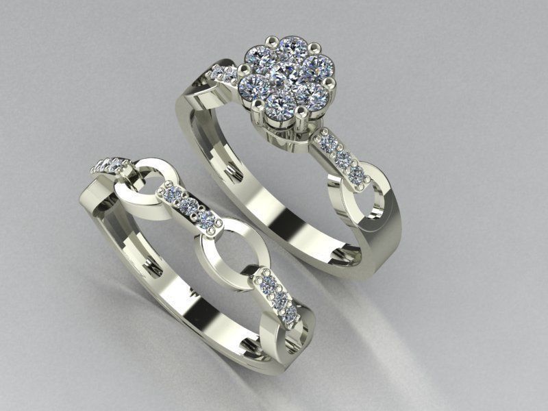 wedding rings 3D print model_2