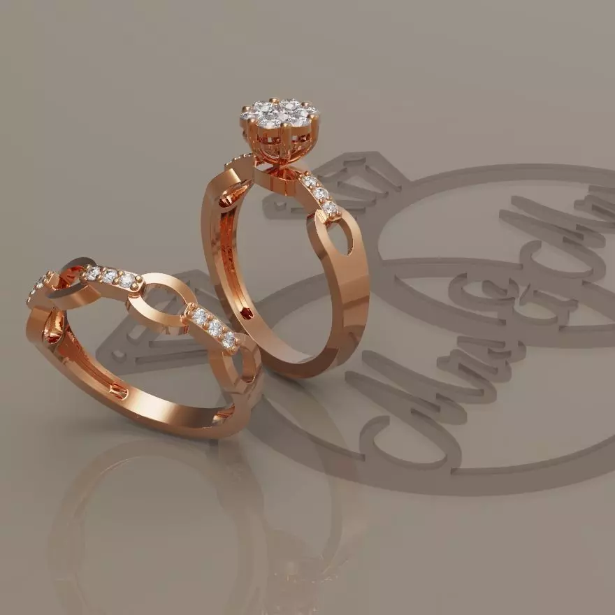 wedding rings 3D print model_0