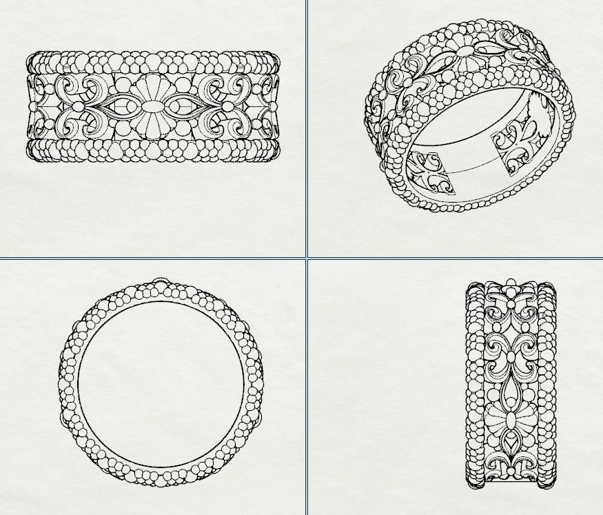 wedding band with bubbles 3D print model_3