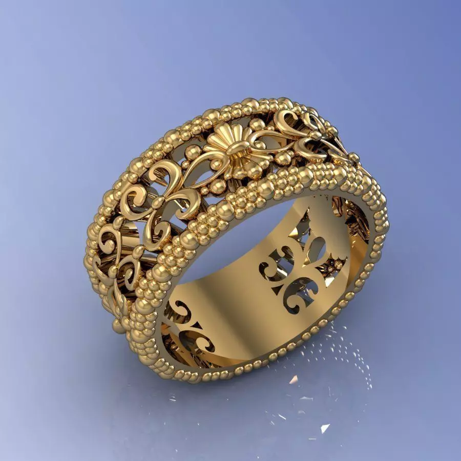 wedding band with bubbles 3D print model_0