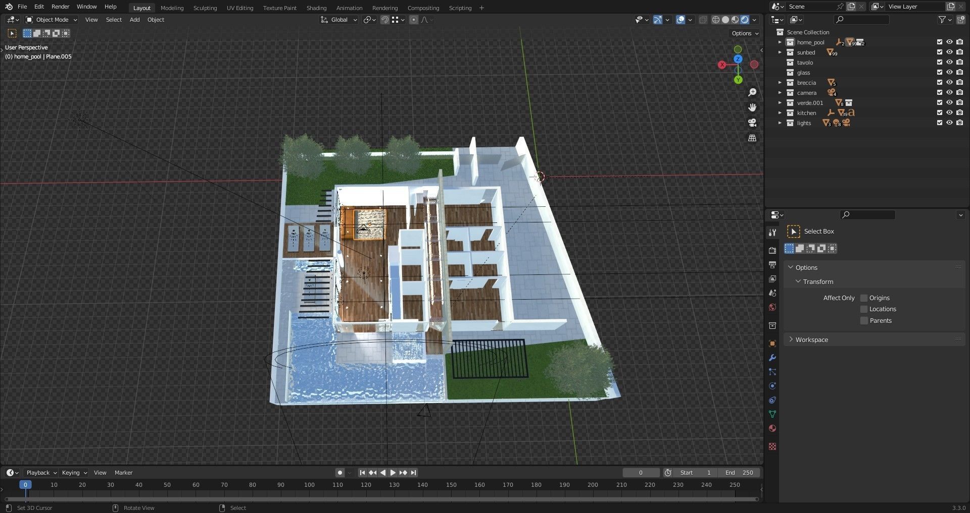 Home pool Villa Low-poly 3D model_20