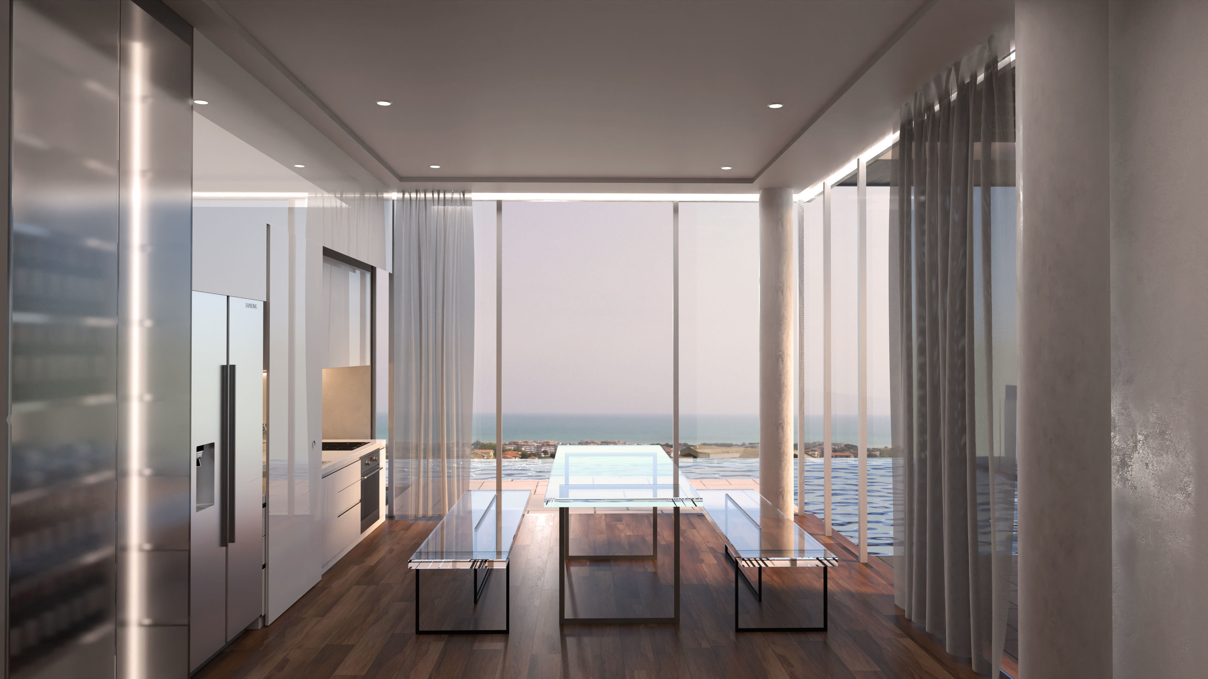 Home pool Villa Low-poly 3D model_1