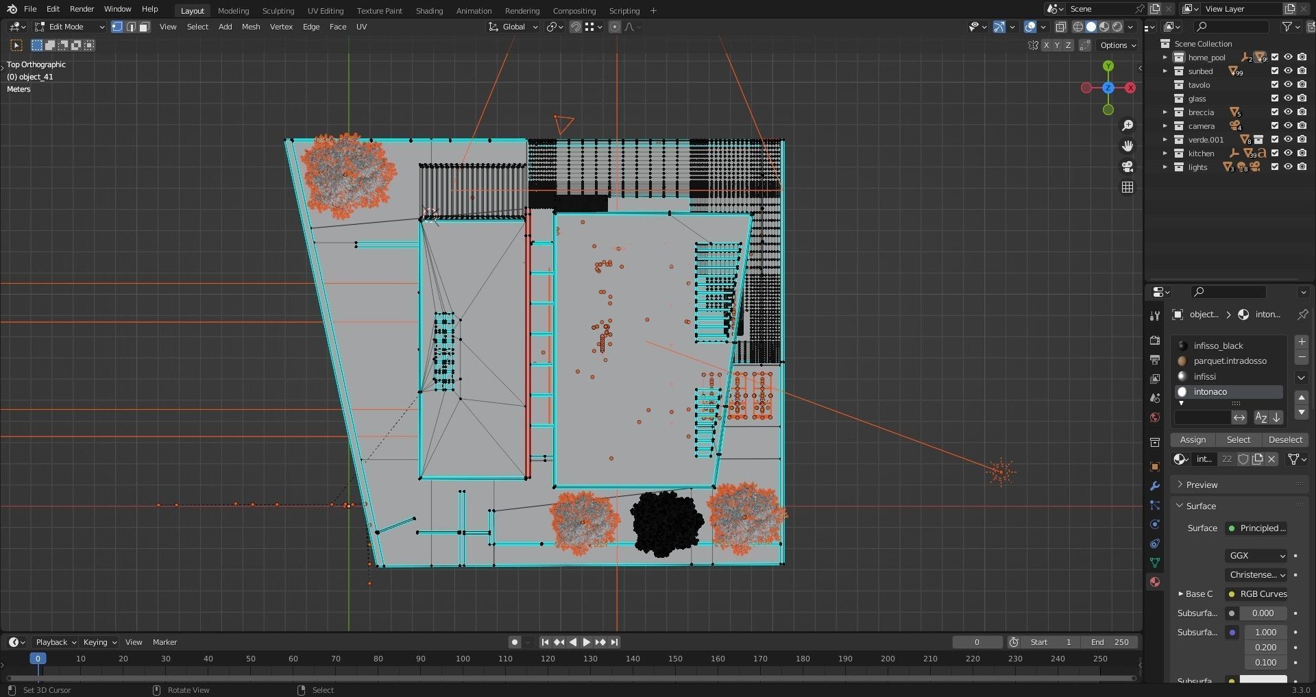 Home pool Villa Low-poly 3D model_13