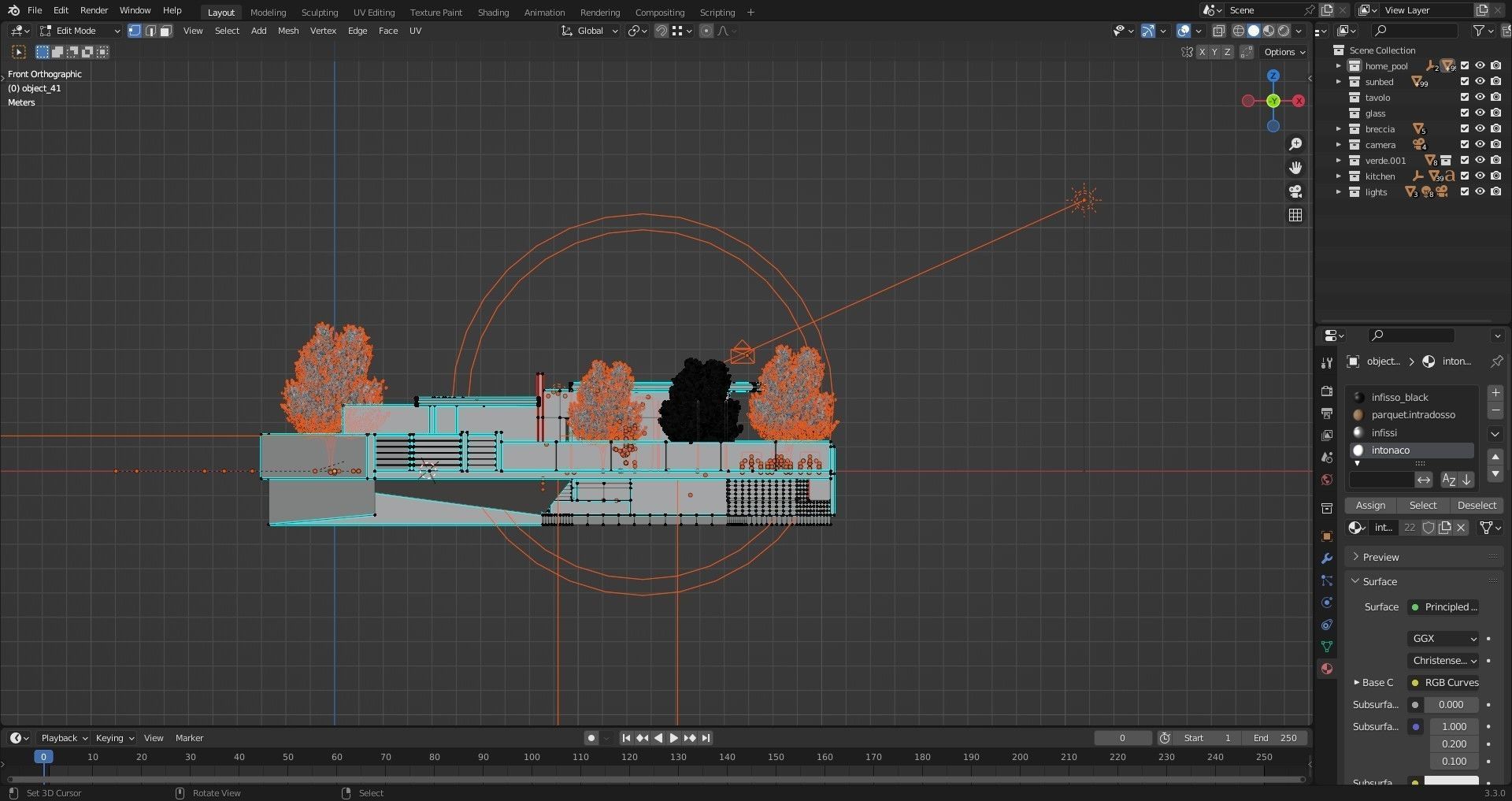 Home pool Villa Low-poly 3D model_14