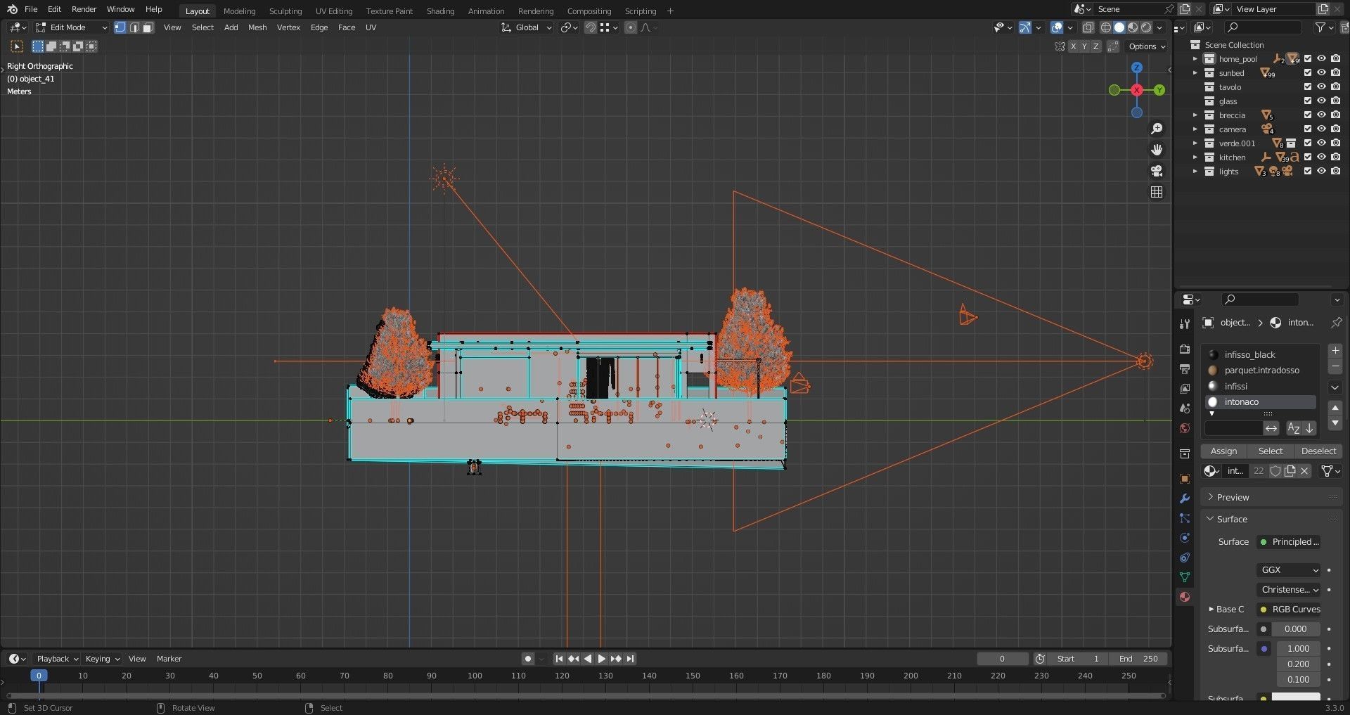 Home pool Villa Low-poly 3D model_15