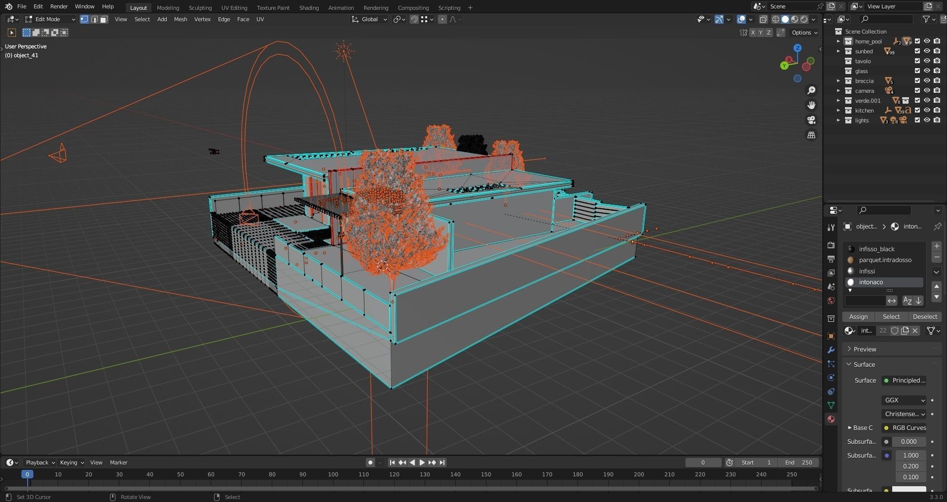 Home pool Villa Low-poly 3D model_18