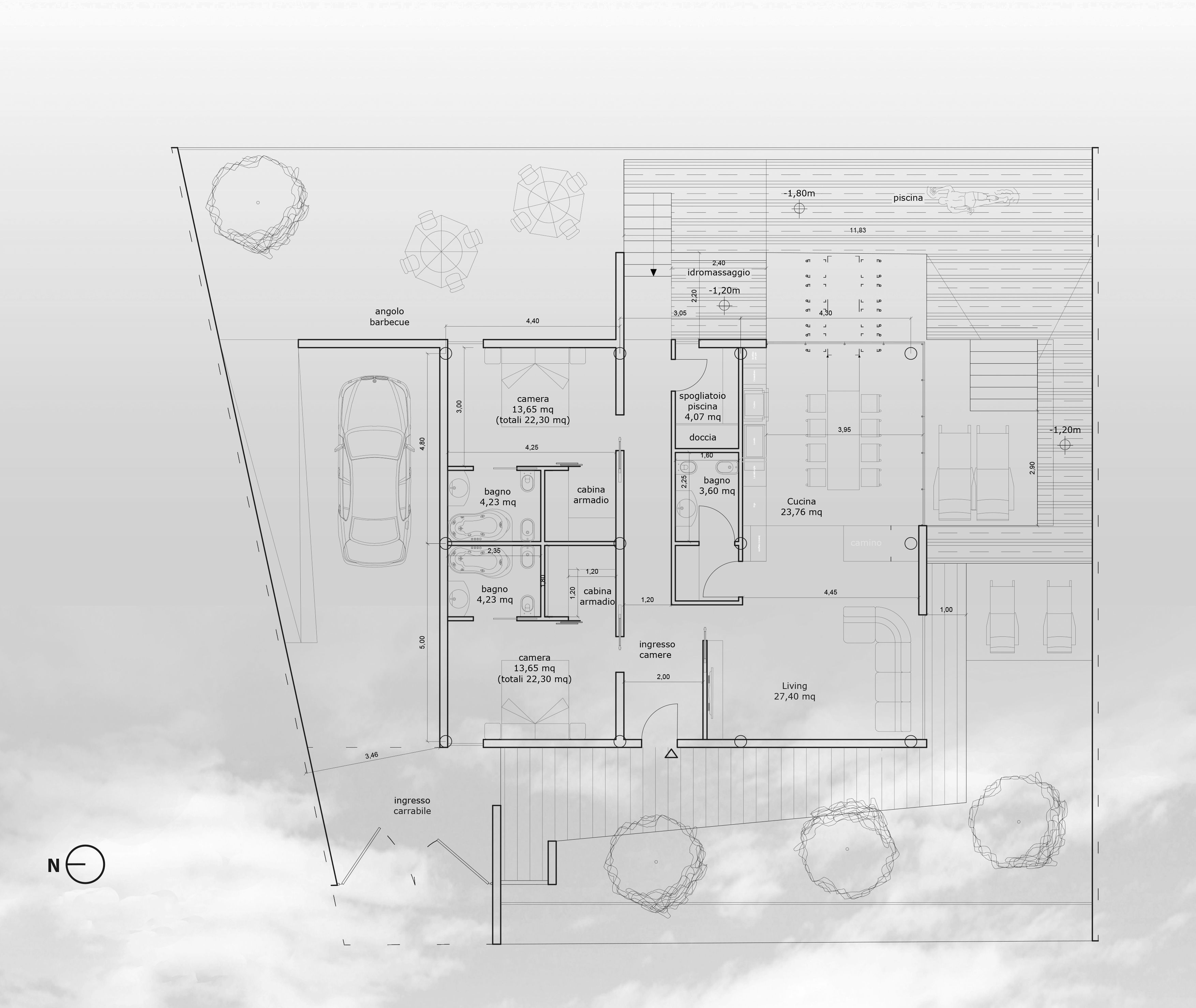 Home pool Villa Low-poly 3D model_3
