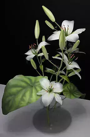 flowers lilies in glass vase