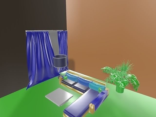 Sofa with pillow and cushions 3D model