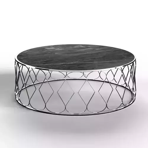 Table02silver coffee table with metal frame and marble top