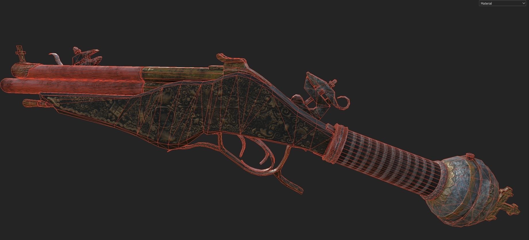 Awesome OldGun Low-poly 3D model_3
