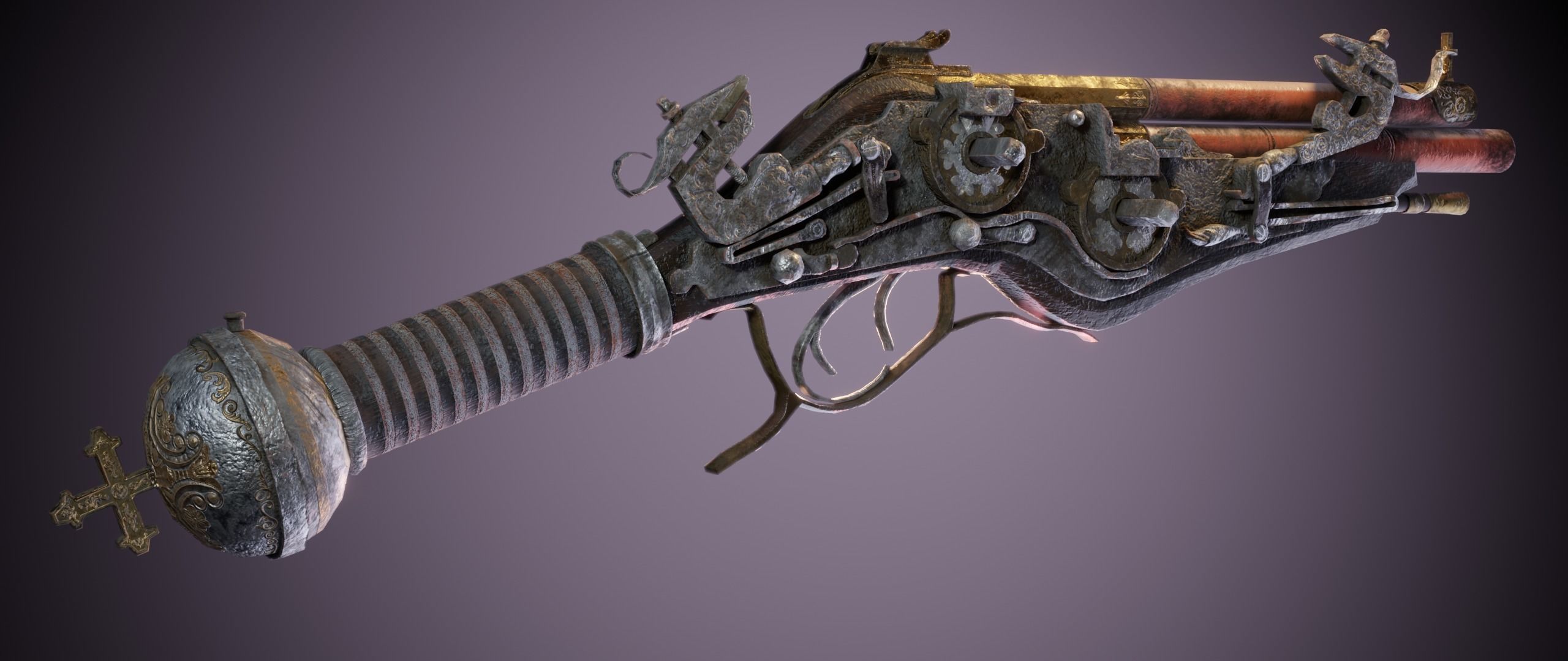 Awesome OldGun Low-poly 3D model_2