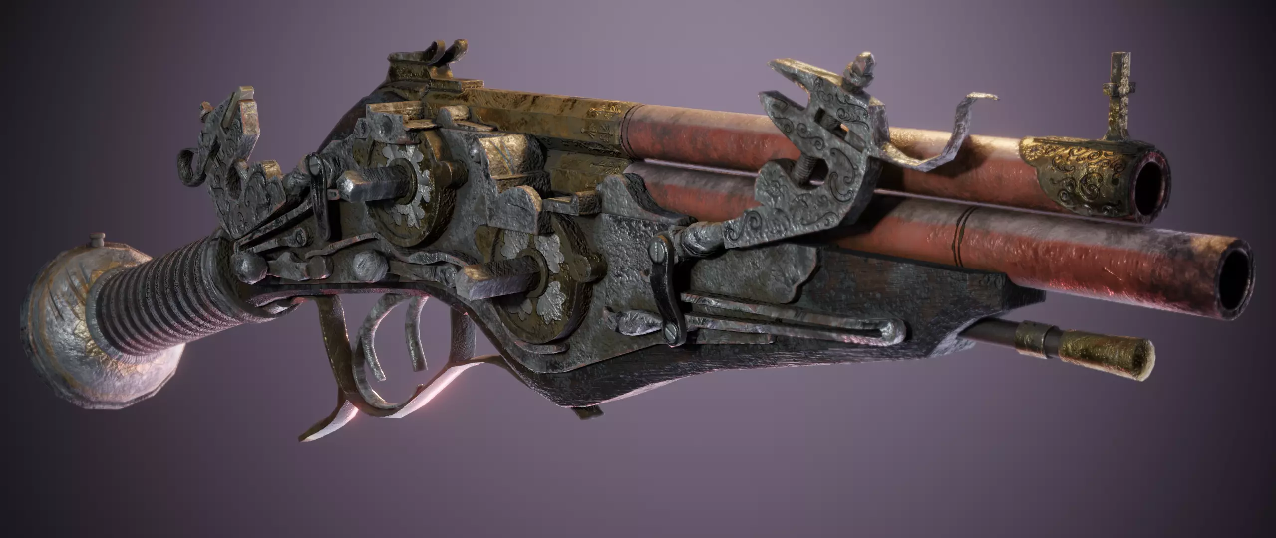 Awesome OldGun Low-poly 3D model_0