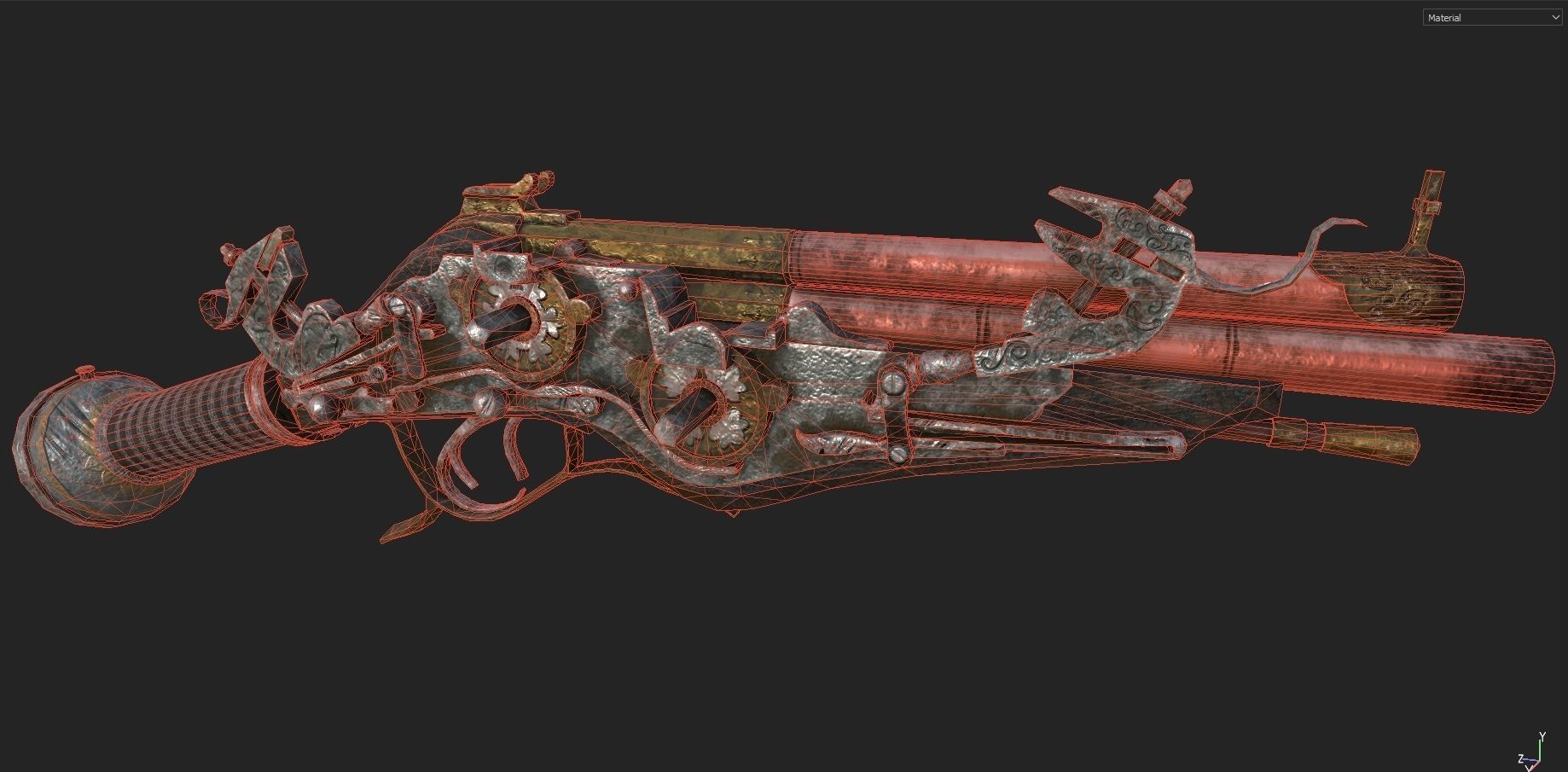 Awesome OldGun Low-poly 3D model_4