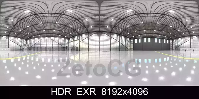 HDRI - Airplane Hangar Interior 11 - 8192x4096