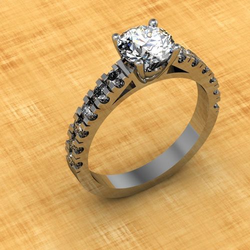 engagement ring with 1 ct center stone  3D print model