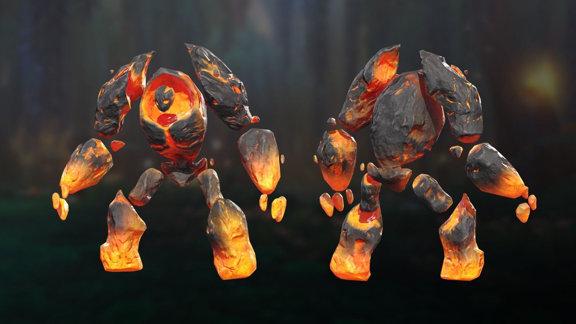 Golem infernal Low-poly 3D model_3