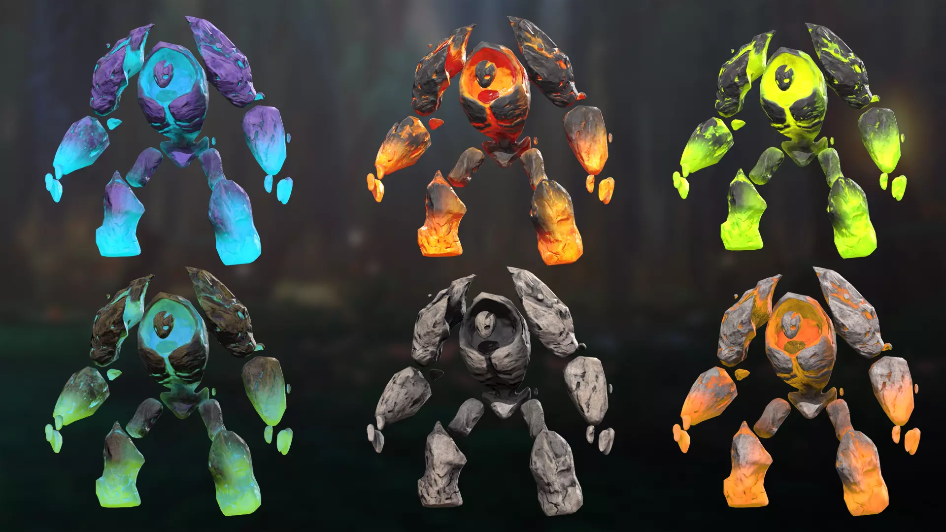 Golem infernal Low-poly 3D model_0