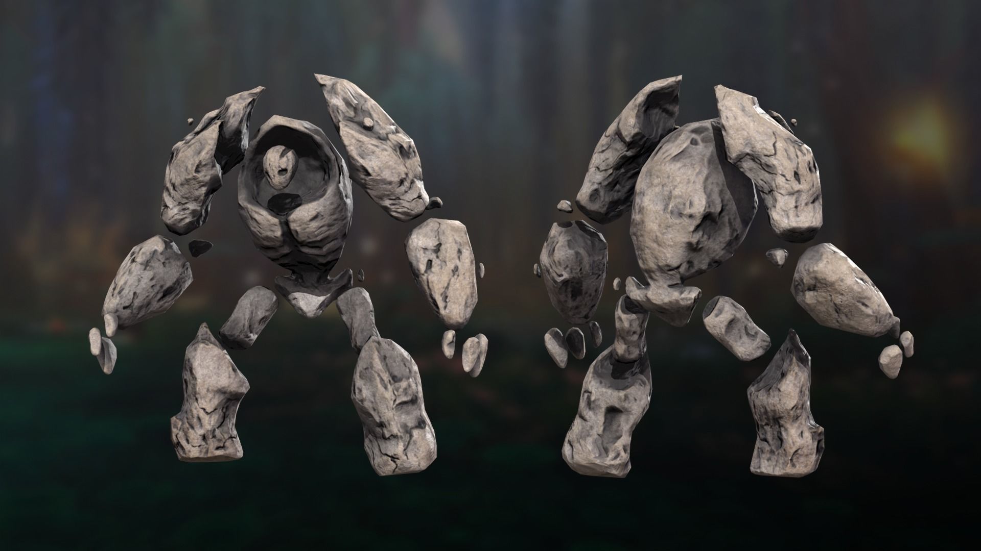 Golem infernal Low-poly 3D model_6