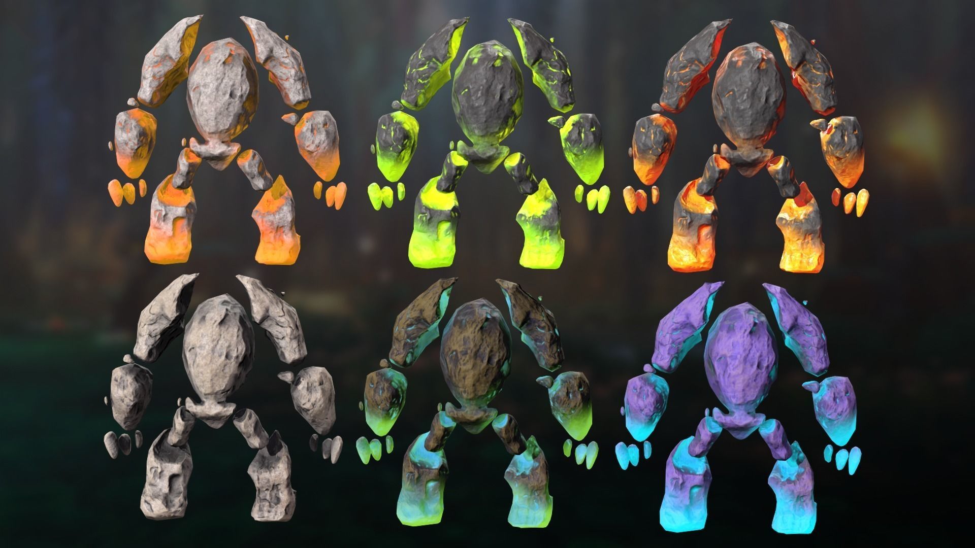 Golem infernal Low-poly 3D model_2